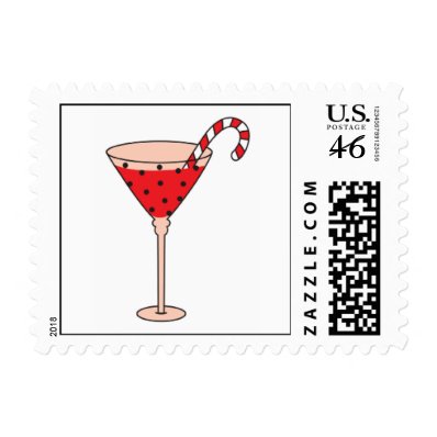 Christmas Red Martini Stamp