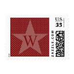 Christmas Red Monogram W Wedding Postage Stamp