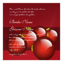 Christmas Red Ornament Wedding Invitation