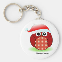Christmas Red Owl Keychain