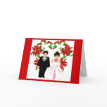 Christmas Red Wedding Floral Heart  Wreath Card