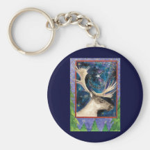 Christmas Reindeer at Night with a Shining Star Keychains