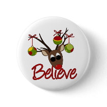 Christmas Reindeer Button