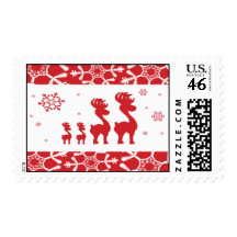 Christmas Reindeer Family Postage Stamps