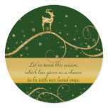Christmas reindeer greetings round stickers