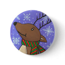 Christmas Reindeer - holiday button