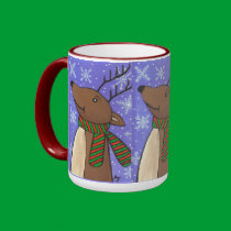 Christmas Reindeer - holiday mug by folkartblonde Christmas Reindeer - holiday mug