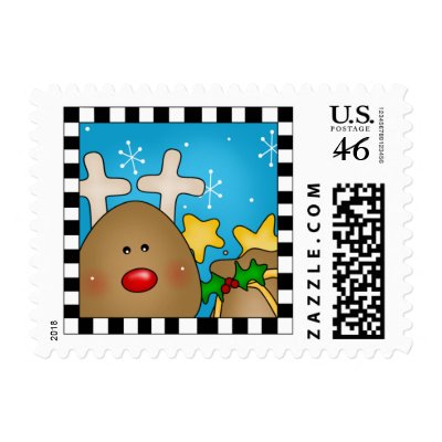 Christmas Reindeer postage stamps by holiday_tshirts