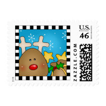 Christmas Reindeer postage stamps by holiday_tshirts Christmas Reindeer postage stamps