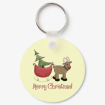 Christmas Reindeer, Sleigh and Tree keychains