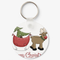 Christmas Reindeer, Sleigh and Tree keychains