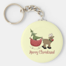 Christmas Reindeer, Sleigh and Tree Keychains