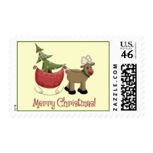 Christmas Reindeer, Sleigh and Tree Stamp