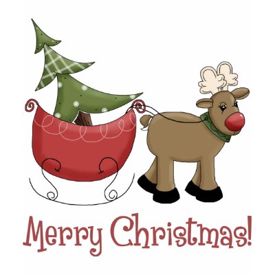 Christmas Reindeer, Sleigh and Tree Tee Shirt by naturetees