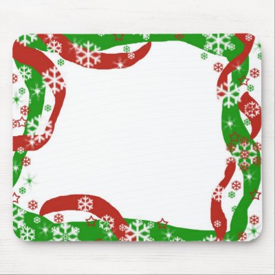 Christmas Ribbon and Snowflake template Mouse Mat by patsarts