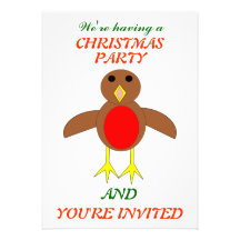 Christmas Robin Custom Party Invites
