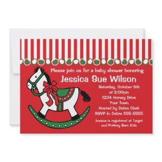 Christmas Rocking Horse Baby Shower Invitation invitation