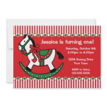 Christmas Rocking Horse Birthday Invitation