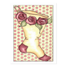 Christmas Roses Stocking Postcard