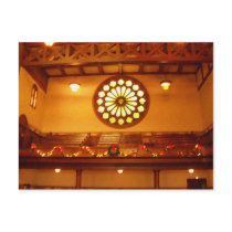 Christmas Rosetta window at First Church postcards by AdreanaLangston Christmas Rosetta window at First Church postcards