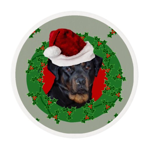 christmas rottweiler dog edible frosting rounds zazzle rottweiler christmas ornaments