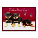 Christmas Rottweiler puppies Greeting Cards