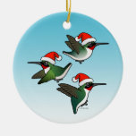 Christmas Ruby-throated Hummingbirds Ornaments