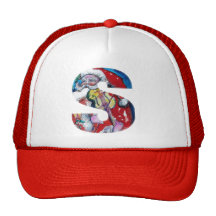 CHRISTMAS S LETTER  / SANTA WITH VIOLIN MONOGRAM TRUCKER HATS