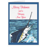 Christmas Sailfish Jumps Greeting Cards