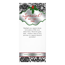 Christmas Salon Rack Card Damask RG Floral rack cards