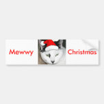 Christmas Santa Hat Kitty Cat Bumper Sticker