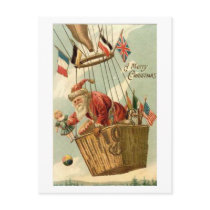 Christmas Santa in Hot Air Balloon postcards