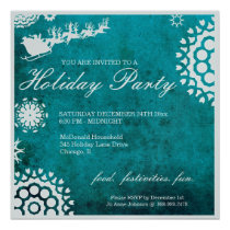 Christmas Santa & Reindeer Party Invitation