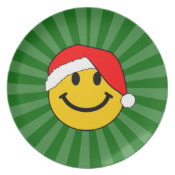 Santa Smiley Face Christmas Plate