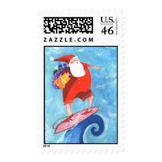 Christmas Santa Surf postage stamp stamp