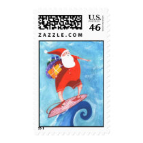 Christmas Santa Surf postage stamp