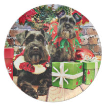 Christmas - Schnauzer - Fergie and Fenway Dinner Plate