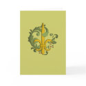 Christmas Scroll Fleur de lis Card card