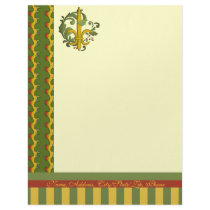 Christmas Scroll Fleur de lis Personalized Letterhead