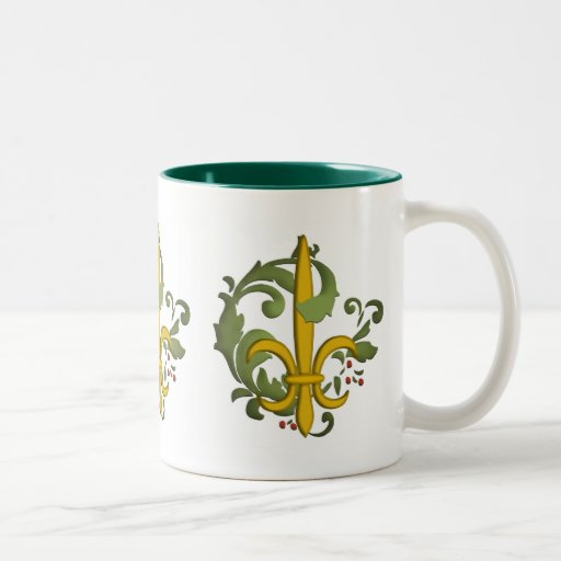 Christmas Scroll Fleur de lis Mug