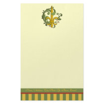 Christmas Scroll Fleur de lis Customized Stationery