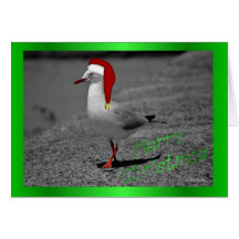 Christmas seagull santa hat funny Christmas humor Greeting Cards
