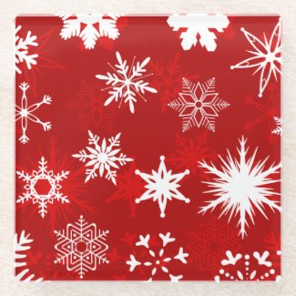 Christmas season snowflakes glass coaster