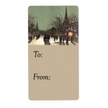 Christmas Services Vintage Gift Tag Shipping Label
