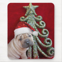 Christmas shar pei puppy mousepad