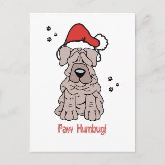 Christmas Sharpei Dog postcard
