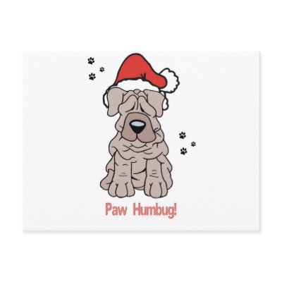 Christmas Sharpei Dog post card