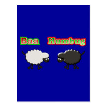 Christmas Sheep Baa Humbug Design Post Card