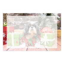 Christmas - Shih Tzu - Maggie Personalized Stationery