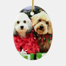 Christmas - ShihPoo - Sophie and Twix Ornament